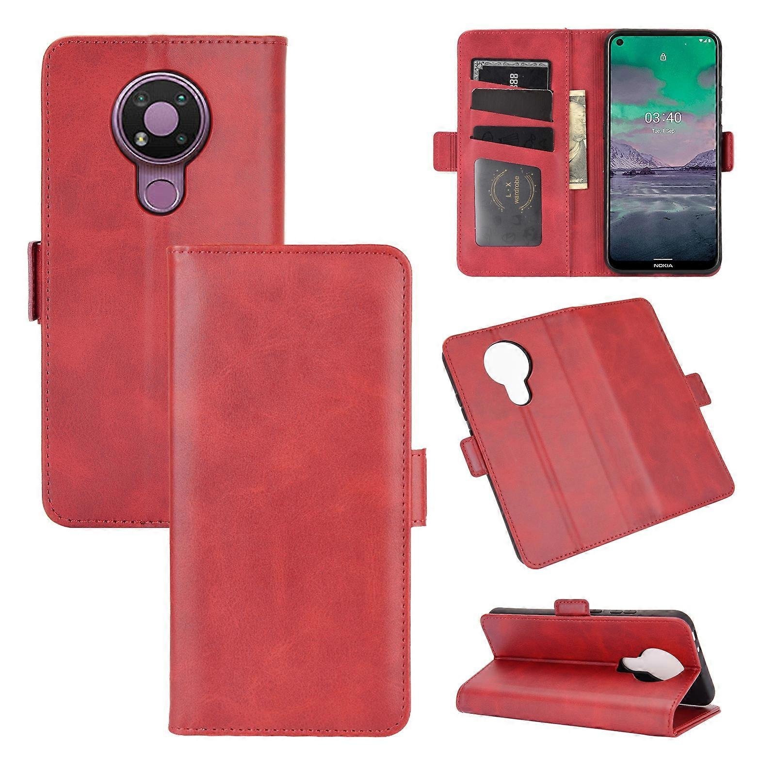 Do Nokia 3.4 Dwustronna klamra magnetyczna Poziome skórzane etui z klapką z uchwytem i miejscami na karty oraz portfelem