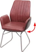 Krzesła - Krzesło do jadalni HWC-G73, krzesło kuchenne / bujane, funkcja bujania imitacja tkaniny skóra szczotkowana stal nierdzewna ~ wygląd brązowy zamsz - miniaturka - grafika 1