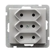 Gniazdka elektryczne - LEDart potrójne EURO, na płaskie wtyczki, bez uziemienia, bez ramki - Ospel Sonata GP-3R/m/38, kolor srebrny matowy, 16A/250V - miniaturka - grafika 1