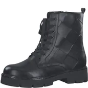 Botki damskie - Marco Tozzi Damskie 2-25223-29 skórzane buty sznurowane botki botki czarne Nappa, 40 EU - miniaturka - grafika 1