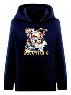 Bluzy dla chłopców - Chłopięca bluza z kapturem nadruk psa w goglach granatowa Tup Tup - miniaturka - grafika 1