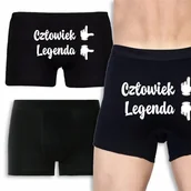 Majtki damskie - BOKSERKI CZARNE Prezent Walentynki Rocznicę Dla Niego CZŁOWIEK LEGENDA XL - miniaturka - grafika 1
