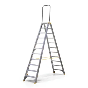 Schodki aluminiowe dwustronne ALVE FORTE z uchwytem, 2x11 stopni, wysokość 2,34 m - Drabiny - miniaturka - grafika 1