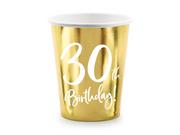 Urodziny dla dorosłych - Party Deco Kubeczki na trzydzieste urodziny 30h Birthday! złote - 220 ml - 6 szt. - miniaturka - grafika 1