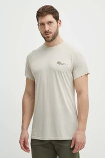 Koszulki męskie - Viking t-shirt sportowy Likelo kolor beżowy z nadrukiem - grafika 1