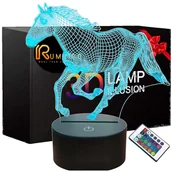 Figurki dla dzieci - LAMPKA NOCNA 3D KOŃ LED ILUZJA PREZENT DLA DZIECI USB BATERIE + PILOT Rumbigo - miniaturka - grafika 1