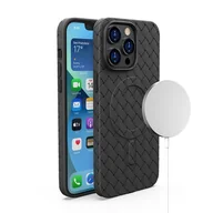Etui i futerały do telefonów - Etui pokrowiec plecionka do iPhone 15 Pro z MagSafe Woven Case czarny HURTEL - miniaturka - grafika 1