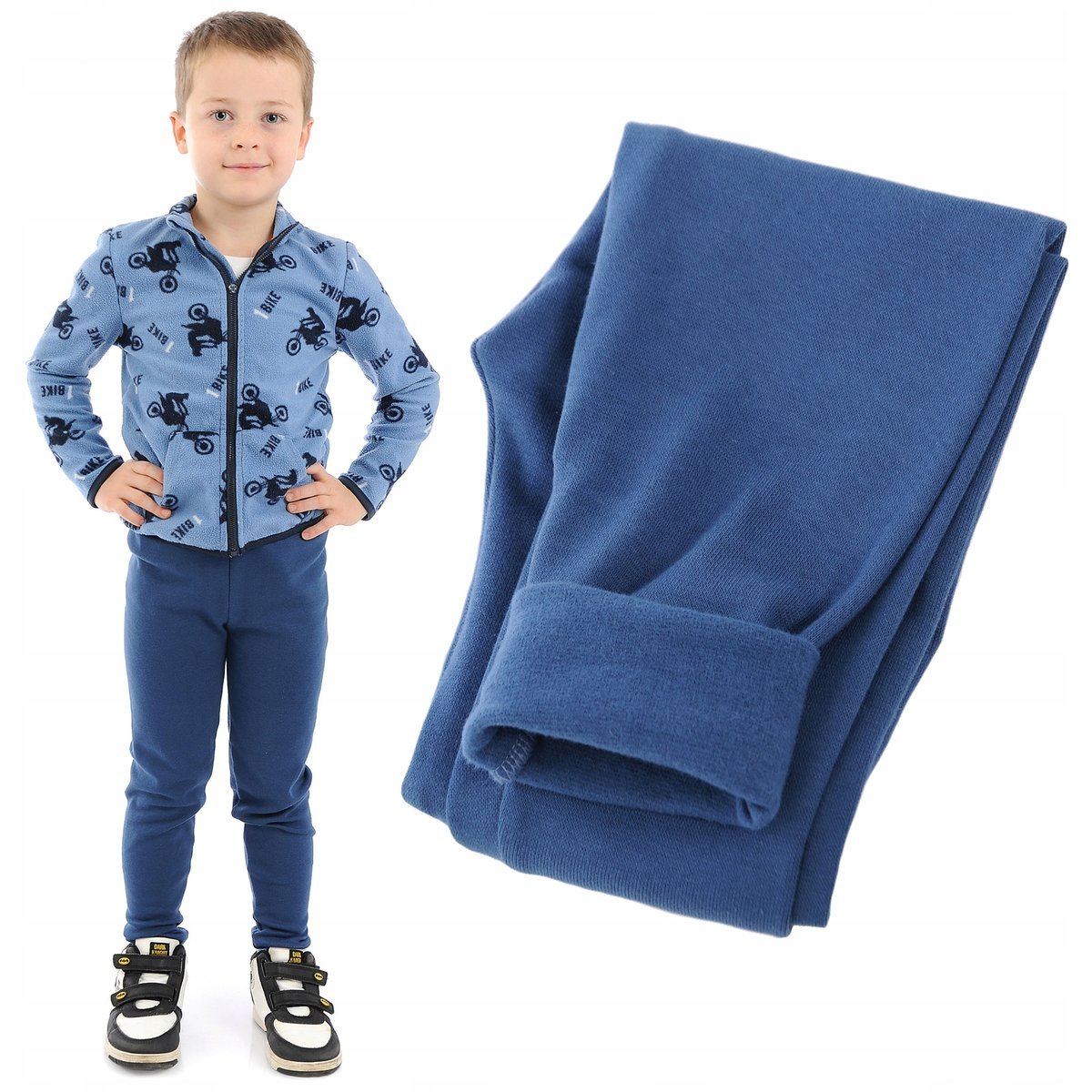 Ocieplane elastyczne Legginsy chłopięce Bawełniane Spodnie Jeans 152