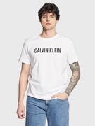 Koszulki męskie - Calvin Klein Swimwear T-Shirt Logo KM0KM00836 Biały Regular Fit - miniaturka - grafika 1