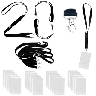 Identyfikator pionowy holder A7 kieszonka 81x110mm +smycz x20kpl - Przybory szkolne - miniaturka - grafika 1