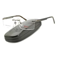 Okulary korekcyjne, oprawki, szkła - Bezramkowe prostokątne oprawki okularowe Nikitana na teleskopach STNK3A Grafitowe - miniaturka - grafika 1