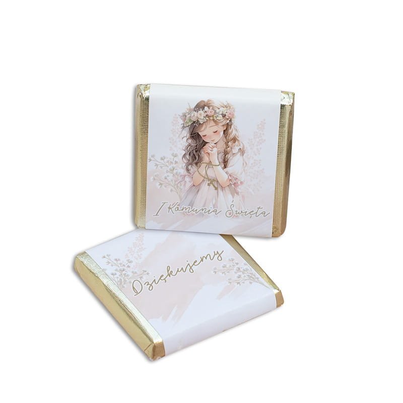 CZEKOLADKI na Komunię Dziewczynki Podziękowanie dla Gości 50szt