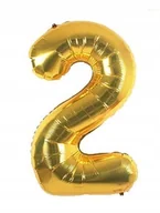 Balony i akcesoria - Duża CYFRA balon XXL 100 cm GOLD złoty urodziny 2 - miniaturka - grafika 1