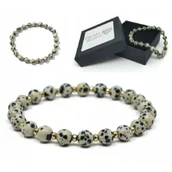 Bransoletki - Bransoletka Kamienie Naturalne 6,5mm Jaspis Dalmatyński Hematyt Na Gumce - miniaturka - grafika 1