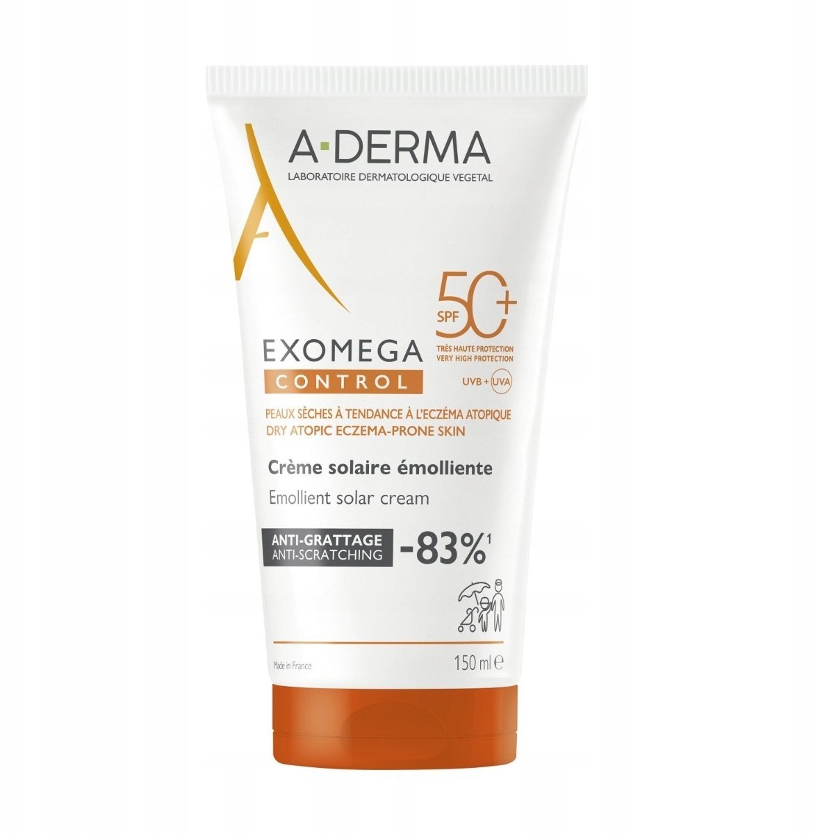A-Derma, Exomega Control, Emollient, Cream, For Face & Body, SPF 50+, 150 ml Unisex