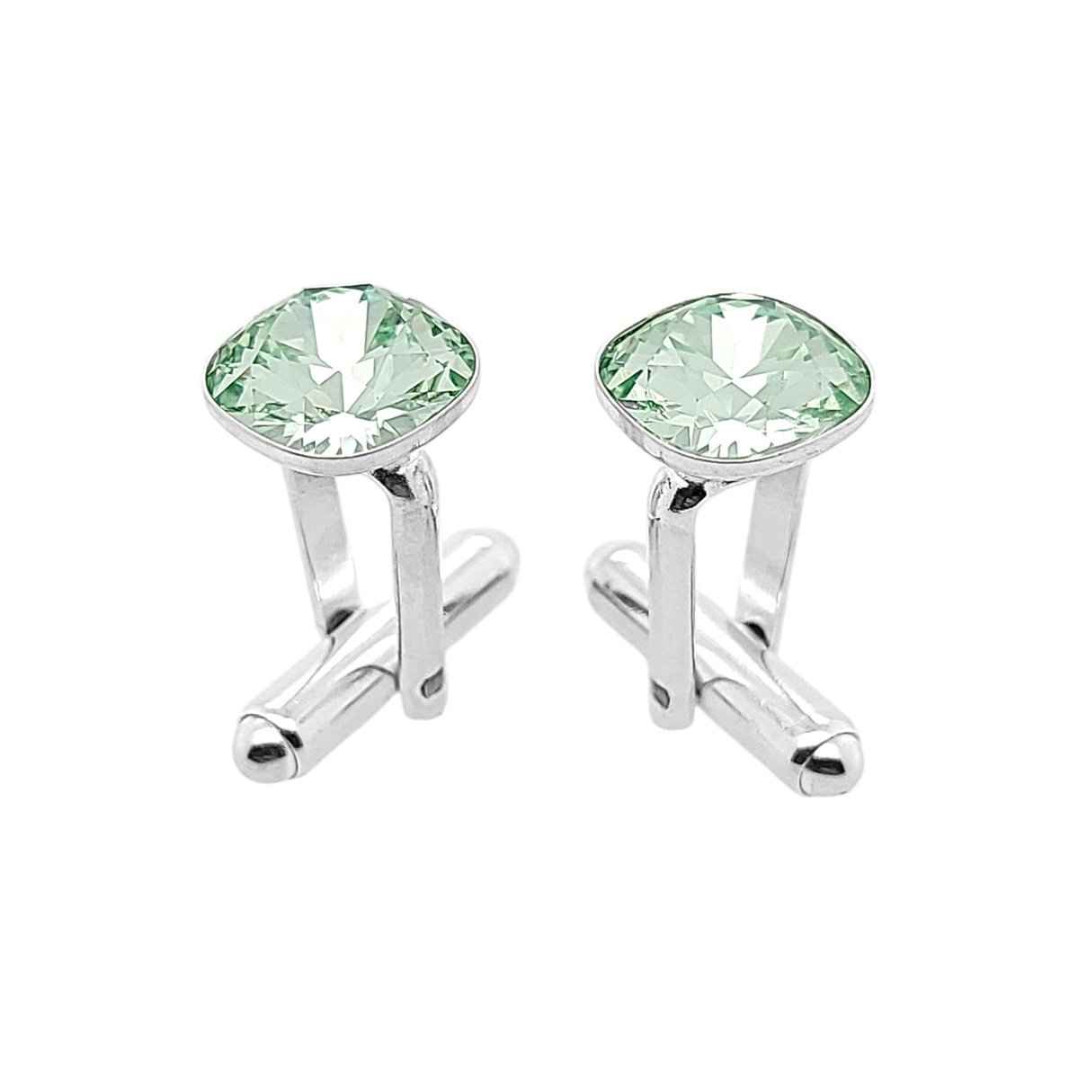 Spinki do mankietów Swarovski square chrysocolite - zielone (S1531) Srebro [925]
