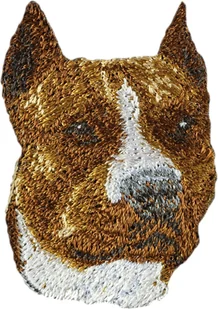 Amerykański Staffordshire terrier, Amstaff, Amstaf - naszywka w kształcie psa, haftowana łatka, unikatowa ozdoba do plecaka marki Art-Dog - Naszyjniki - miniaturka - grafika 1