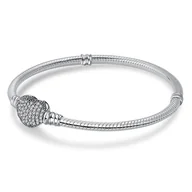 Bransoletki - Bransoletka modułowa posrebrzana Charms typu PANDORA SREBRO 925 Serce 16 cm - miniaturka - grafika 1