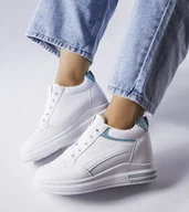 Botki damskie - Białe sneakersy z brokatowymi wstawkami Bonevil-41 - miniaturka - grafika 1