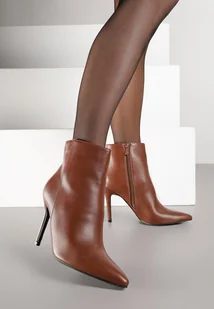 Brązowe Klasyczne Botki Vices na Szpilce Derraze - Botki damskie - miniaturka - grafika 1