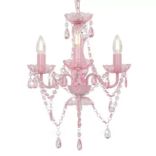 GSTORE Żyrandol z koralikami różowy okrągły 3 żarówki E14 GS-281598 - Lampy sufitowe - miniaturka - grafika 1
