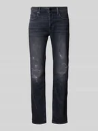 Spodnie męskie - Jeansy o kroju slim fit z przetarciami - miniaturka - grafika 1