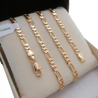 Łańcuszki - ZŁOTY ŁAŃCUSZEK FIGARO SZEROKI 4 MM PREZENT 50 CM BIŻUTERIA DLA TATY, SYNA - miniaturka - grafika 1