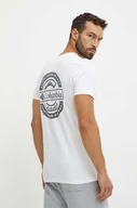 Koszulki męskie - Columbia t-shirt bawełniany męski kolor biały z nadrukiem - miniaturka - grafika 1