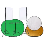 Lampy studyjne - Vidaxl Fotograficzny Zestaw Studyjny Z Oświetleniem, Tłami I Blendami - miniaturka - grafika 1