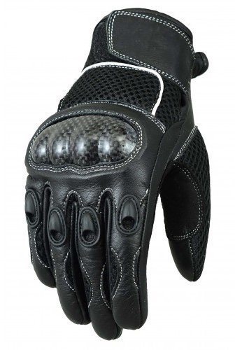 Bikers Gear Australia Lekkie letnie rękawiczki z siatki wentylowane z włókna węglowego, czarne, rozmiar M