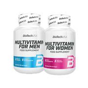 Witaminy i minerały dla sportowców - BioTech USA Multivitamin for Men + Multivitamin for Women  - 60tabs + 60tabs - miniaturka - grafika 1