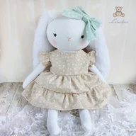 Maskotki i pluszaki - Króliczek Nela przytulanka w sukieneczce beżowej w kwiatuszki - miniaturka - grafika 1