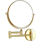 Lusterka do makijażu - Lustro do makijażu montowane na ścianie, 20 cm, powiększenie 1x/3x, dwustronne, obrotowe, 360°, składane, złote - miniaturka - grafika 1