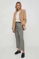 Spodnie damskie - Tommy Hilfiger spodnie damskie kolor szary proste high waist - miniaturka - grafika 1