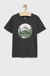 Koszulki i topy damskie - Jack & Jones t-shirt bawełniany dziecięcy kolor szary z nadrukiem - grafika 1