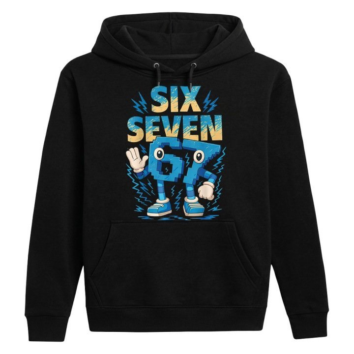 Bluza Dziecięca Bawełniana Six Seven 67 Brainrot Piorun Czarna 134-140