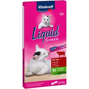 Vitakraft Cat Liquid Snack 11x6 sztuk Wołowina i trawa dla kota 66x15 g - Przysmaki dla psów - miniaturka - grafika 1