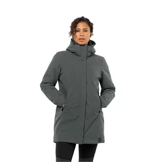 Kurtki damskie - Damski płaszcz zimowy Jack Wolfskin SALIER COAT slate green - L - grafika 1