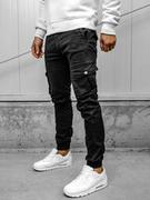 Spodnie męskie - Czarne spodnie materiałowe joggery bojówki męskie Denley JM5502A - miniaturka - grafika 1