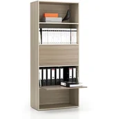 Regały biurowe - B2B Partner Regał biurowy wysoki LAYERS, 2 schowki, 800 x 400 x 1905, dąb naturalny / dąb bejcowany 611483 - miniaturka - grafika 1