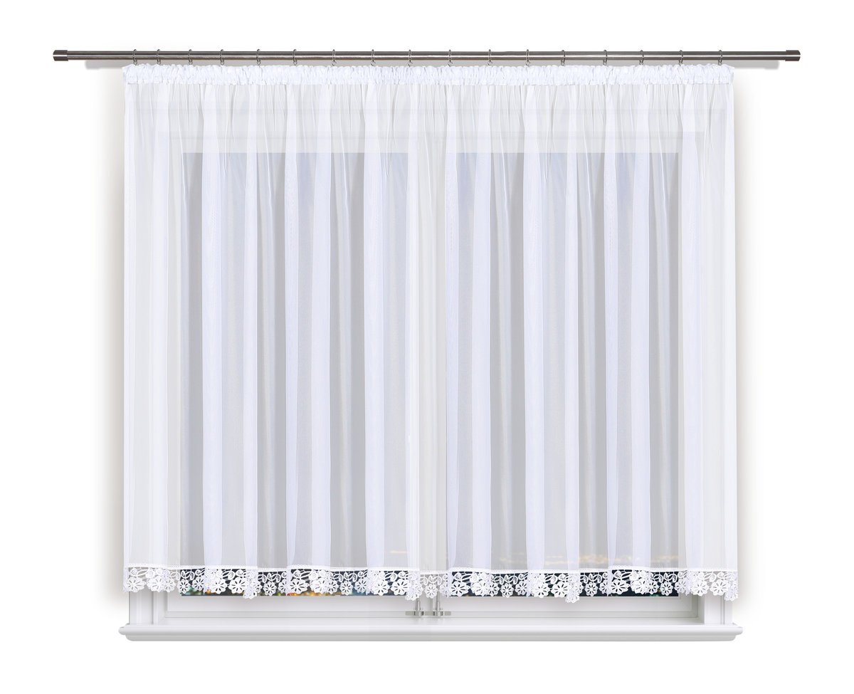 Firana gotowa 400x110,prosta,woal,gipiura 8 cm