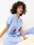 Piżamy damskie - Mohito - Bawełniana góra od piżamy w paski - niebieski - miniaturka - grafika 1