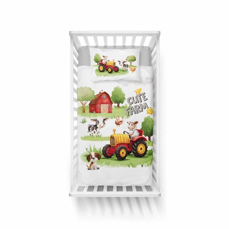 Pościel bawełniana do łóżeczka 90x120 5509a farma