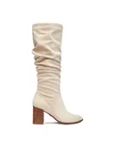 Kozaki damskie - Nine West Kozaki CEO-BASZIRA-01 Écru - miniaturka - grafika 1