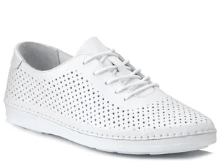 Buty damskie skórzane sznurowane ażurowe białe Loretta Vitale 227-37 - Półbuty damskie - miniaturka - grafika 1