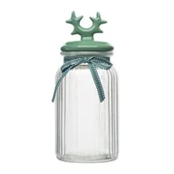 Pojemniki kuchenne - Pojemnik do przechowywania Relief 1,25 l z ceramiczną pokrywką Rogi zielone - miniaturka - grafika 1