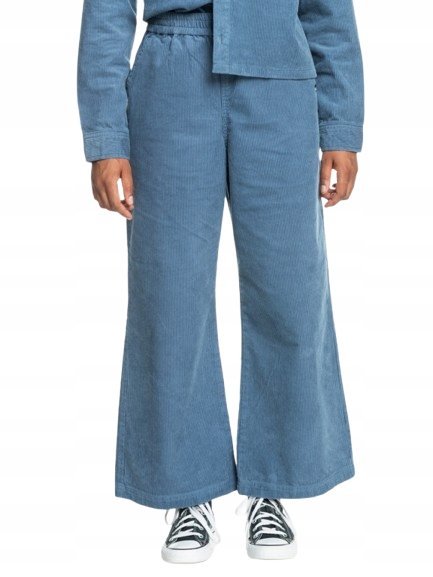 QUICKSILVER NIEBIESKIE SZEROKIE SPODNIE SZTRUKSOWE WYSOKI STAN S XQA