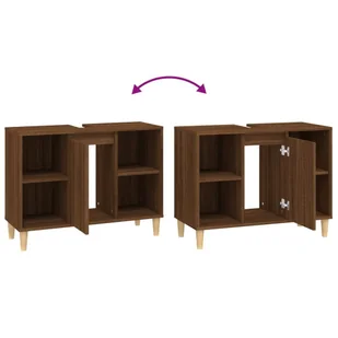 Szafka pod umywalkę, brązowy dąb, 80x33x60 cm Lumarko! - Toaletki - miniaturka - grafika 10