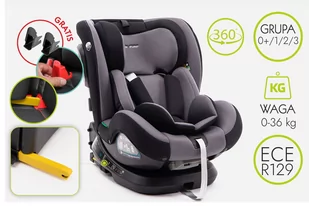 FOTELIK SAMOCHODOWY OBROTOWY 360° LR2344-BG CZARNO-SZARY 40-150 CM i-Size R129 + ISOFIX - Foteliki samochodowe - miniaturka - grafika 1
