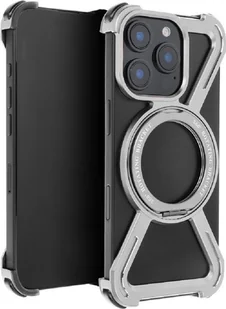 Aluminiowe etui na telefon Wzmocnione krawędzie i zintegrowana podstawka pierścieniowa kompatybilna z iPhone 15 Pro Silver - Etui i futerały do telefonów - miniaturka - grafika 1